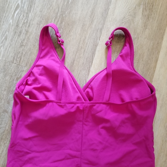NWT Aqua Green Purple Pink One Piece Swimsuit Size 16 - Picture 7 of 9